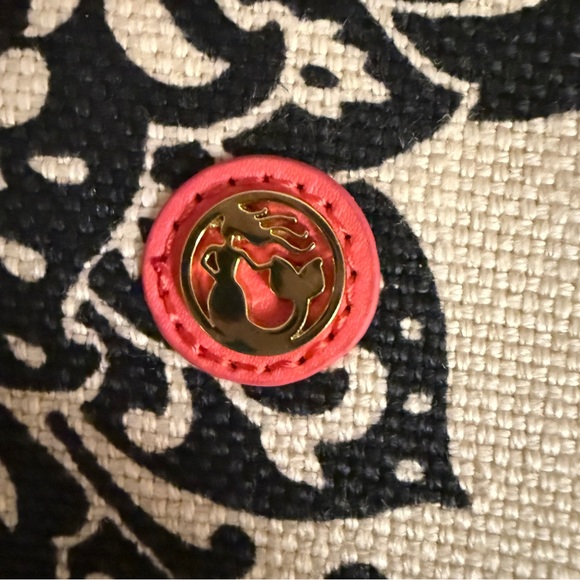 Spartina 449 Daufuskie Island Cosmetic Case Natural Black Pink Leather Trim New - Picture 10 of 10